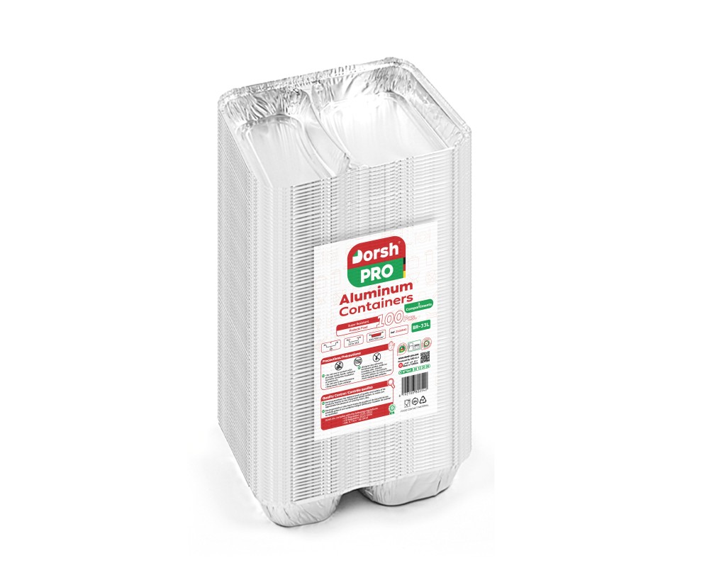 100 Barquettes aluminium BR-33L de volume 950 cm³ en sachet