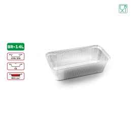 100 Barquettes aluminium BR-14L de volume 2000 cm³ en sachet