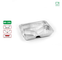 20 Barquettes aluminium BR-26L de 750 cm³ avec couvercles