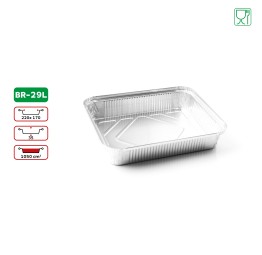 100 Barquettes aluminium BR-29L de volume 1050 cm³ en sachet