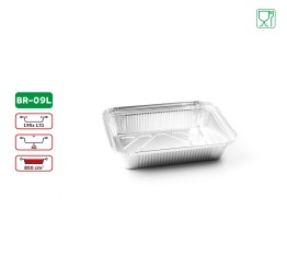 100 Barquettes aluminium BR-09L de volume 850 cm³ en sachet