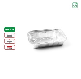 20 Barquettes aluminium BR-82L de 770 cm³ avec couvercles